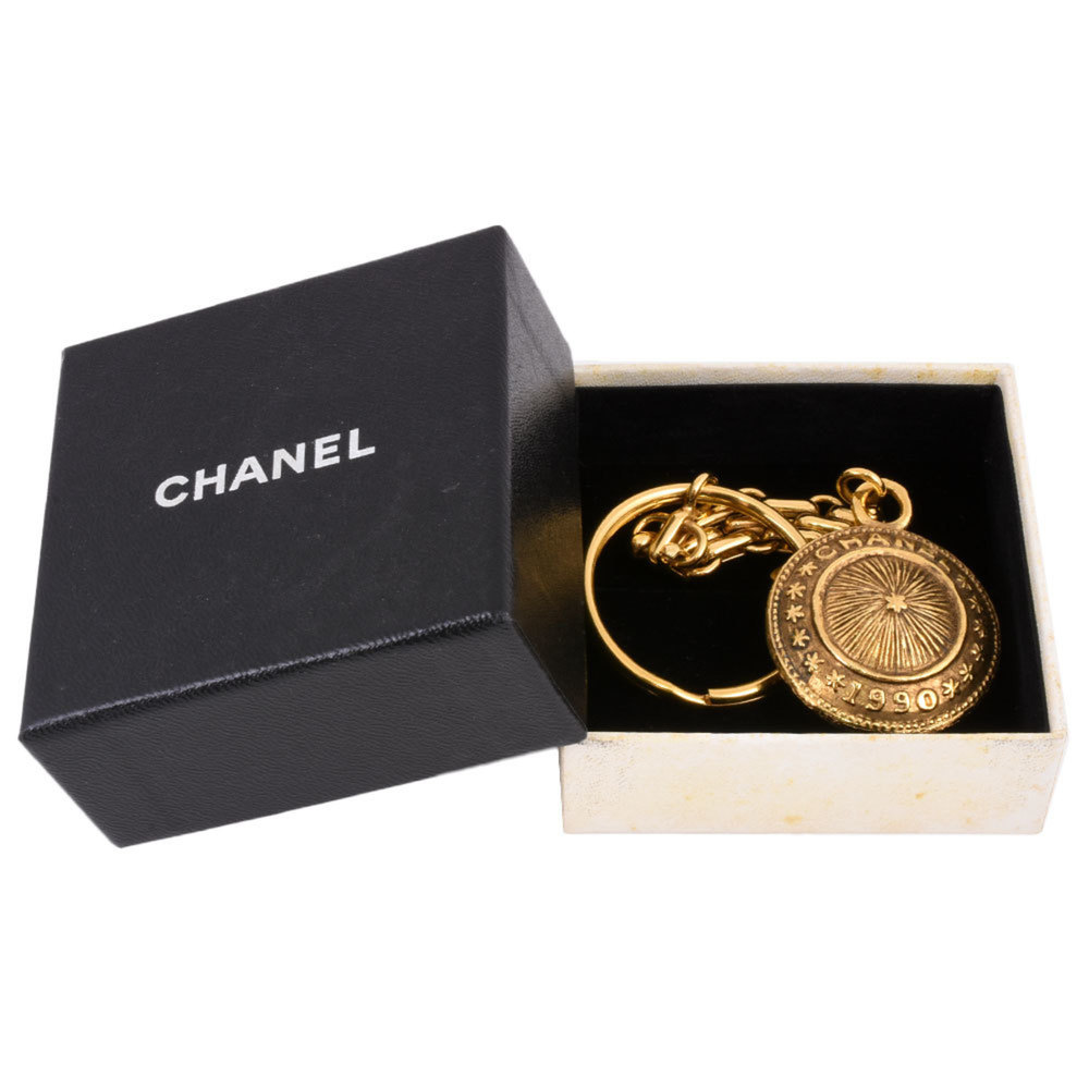 CHANEL 1990 Charm Keychain Keyring Chain GP Round Circle - Picture 5 of 5